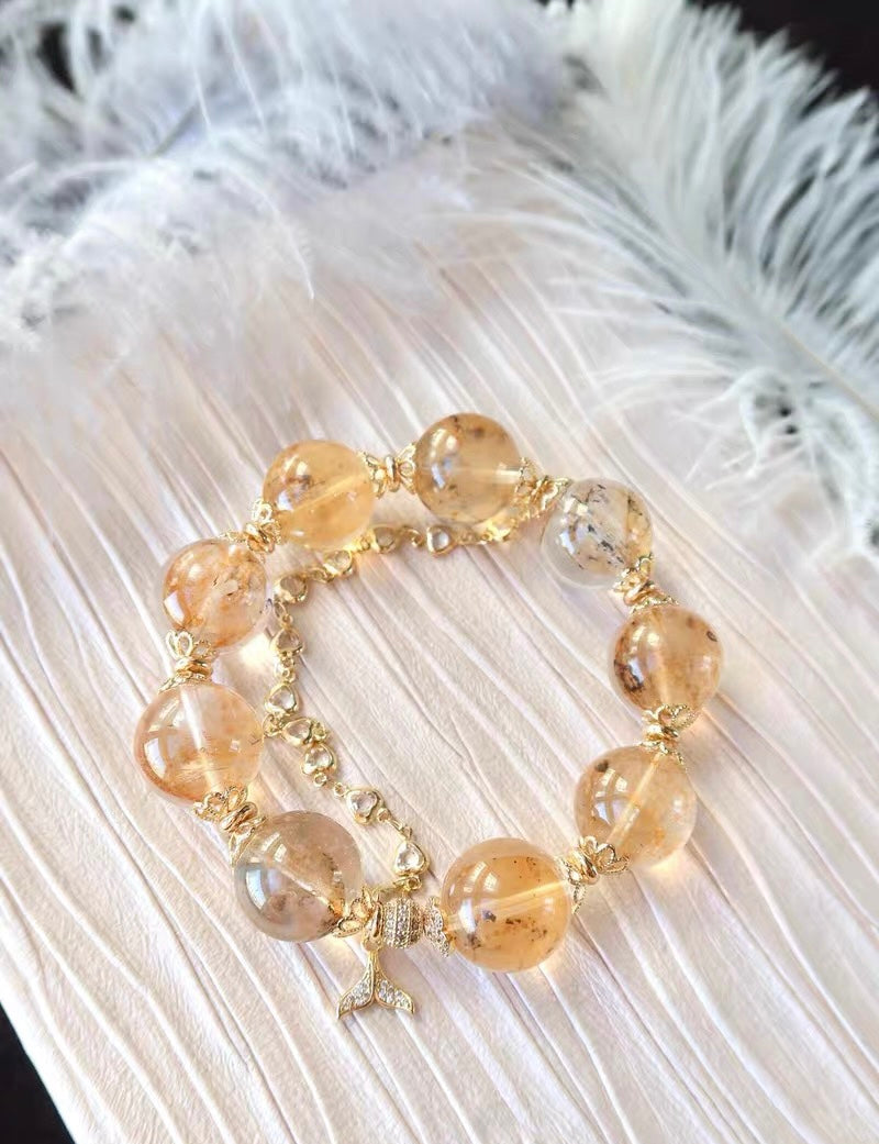 17mm Natural Hematoid Lepidocrocite quartz Crystal beads bracelet