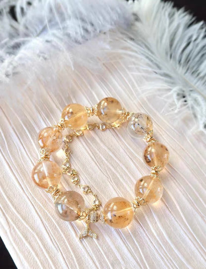 17mm Natural Hematoid Lepidocrocite quartz Crystal beads bracelet