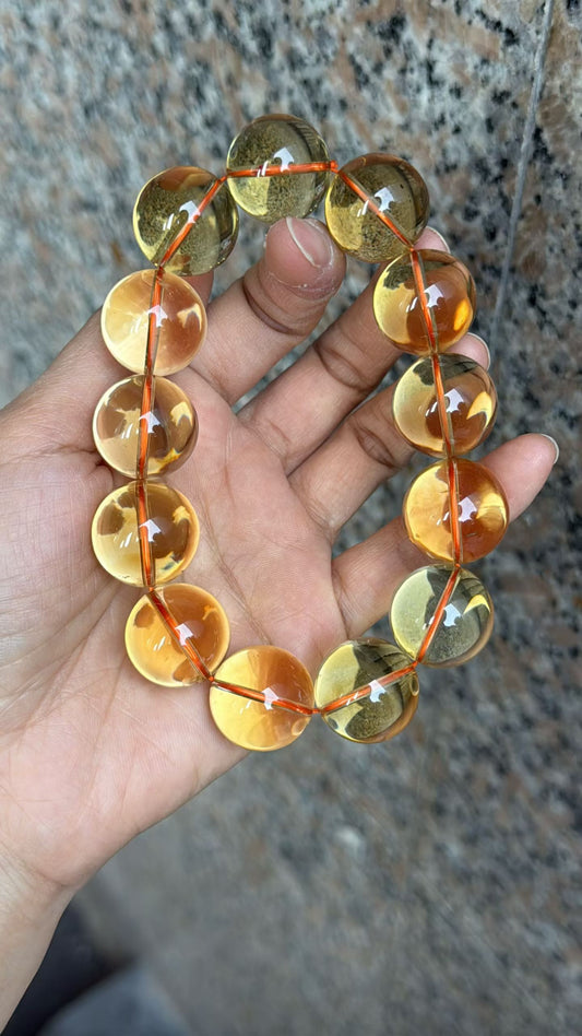 19mm Natural Citrine Quartz Crystal beads bracelet
