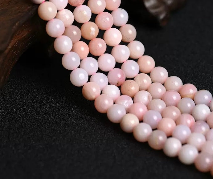 A Grade Natural pink opal smooth round loose beads