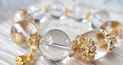 Natural White Rock quartz crystal beaded bracelet