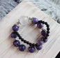 Natural Charoite purple and obsidian handmade beads bracelet