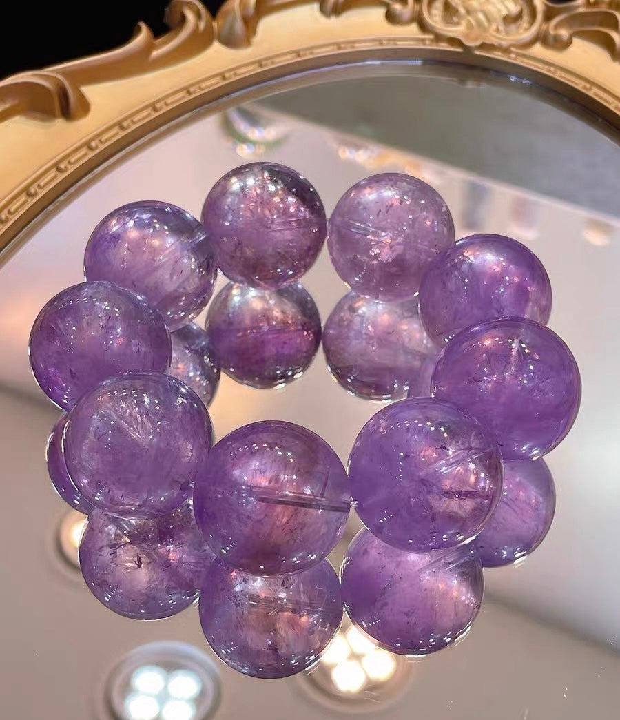 28MM Lavender Purple Amethyst Quartz Crystal bracelet