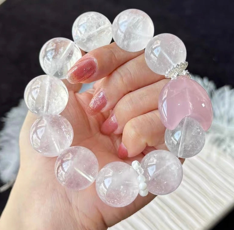 Natural pink morganite beaded bracelet,handmade bracelet