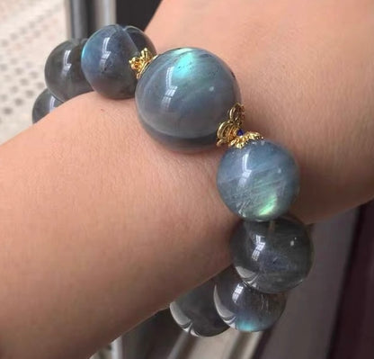 18MM Rainbow Flashlight Gray moonstone labradorite beaded bracelet