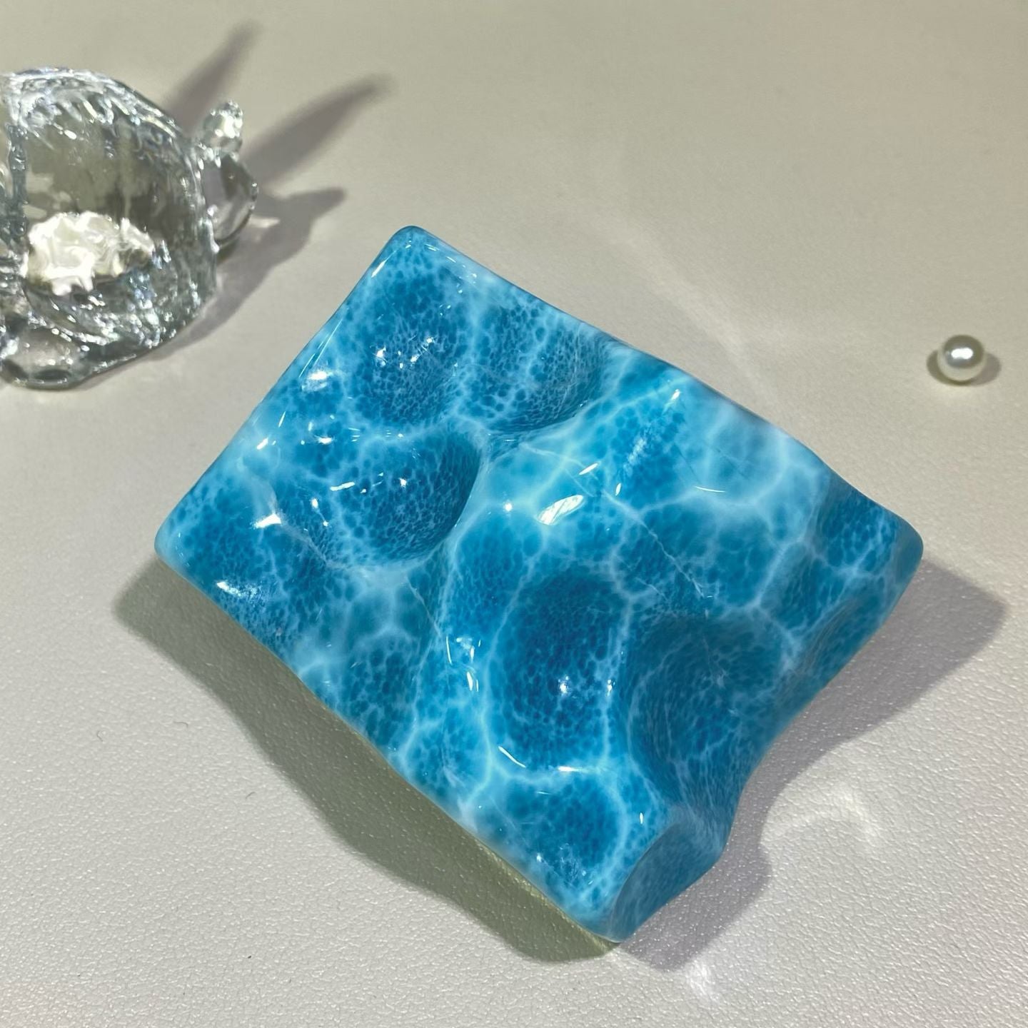 Natural Larimar blue Raw nugget beads gemstone ornaments