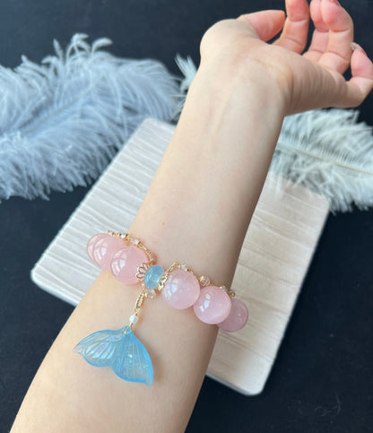 Natural pink Rose quartz Crystal beaded bracelet