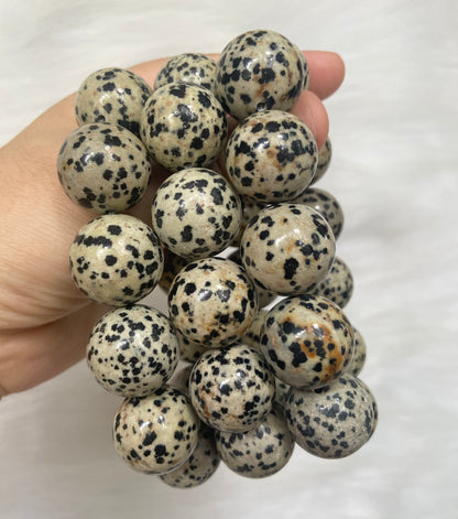 20mm Natural Dalmatian Jasper beaded bracelet