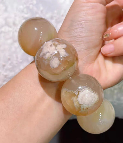 Cherry Blossom agate beaded bracelet 30mm