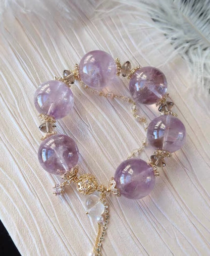 Natural purple Amethyst Quartz Crystal beads bracelet 23mm,unique gifts,Christmas gifts