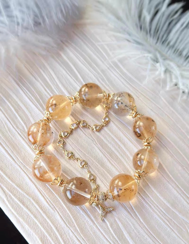 17mm Natural Hematoid Lepidocrocite quartz Crystal beads bracelet