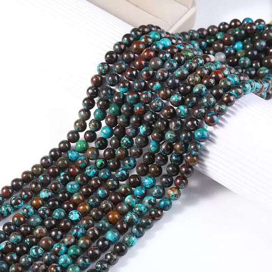 Real Genuine Natural Chrysocolla Azurite round loose beads wholesale