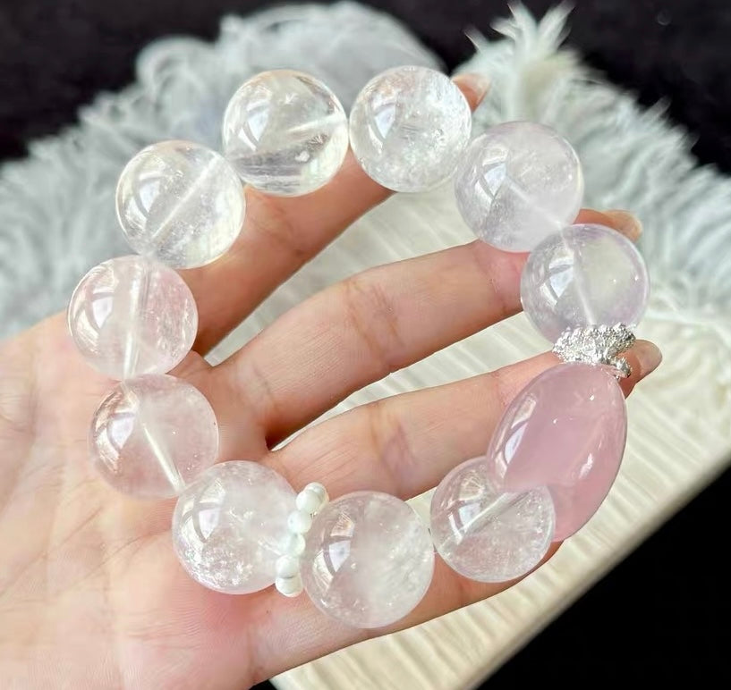 Natural pink morganite beaded bracelet,handmade bracelet