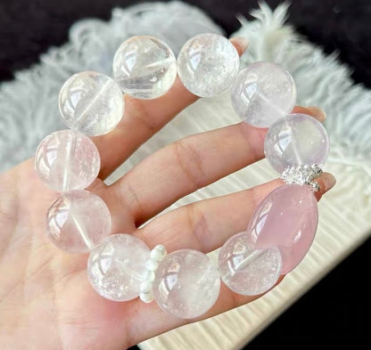 Natural pink morganite beaded bracelet,handmade bracelet