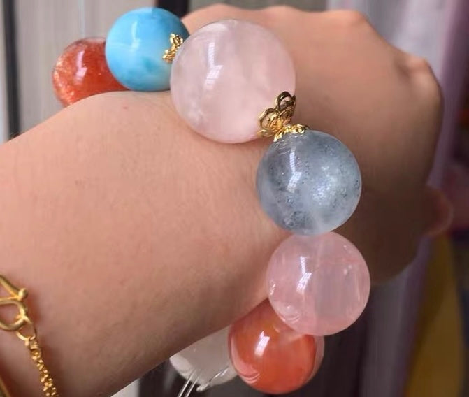19MM Natural Mixed Gemstone Crystal bracelet