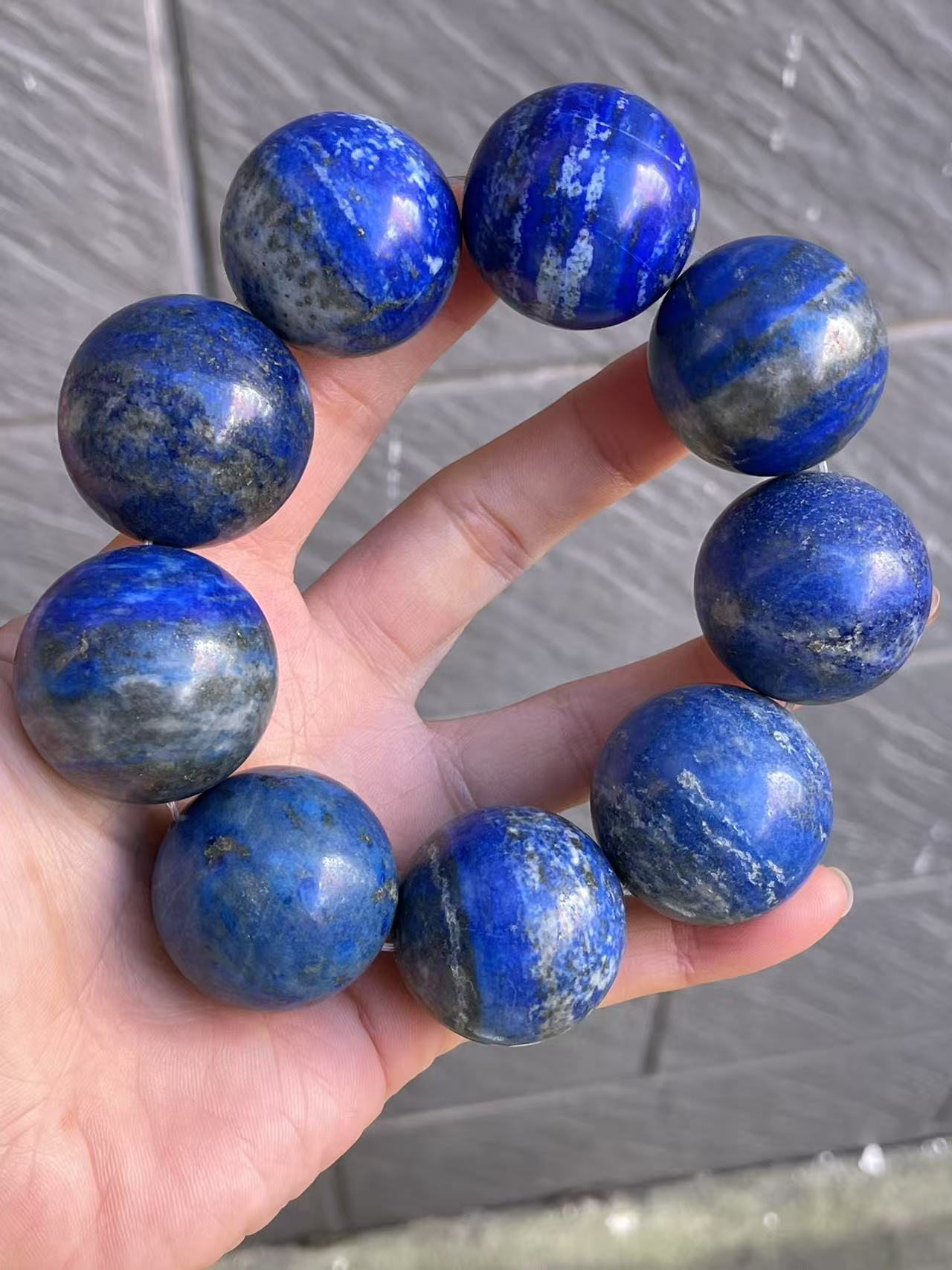 28mm Natural Lapis Lazuli beaded bracelet