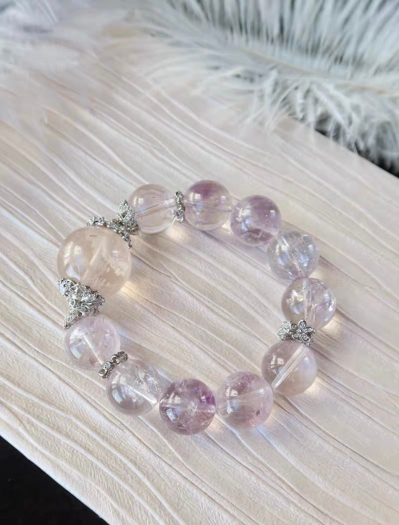 Natural Rainbow Purple Asai Amethyst Quartz Crystal beads bracelet 16mm