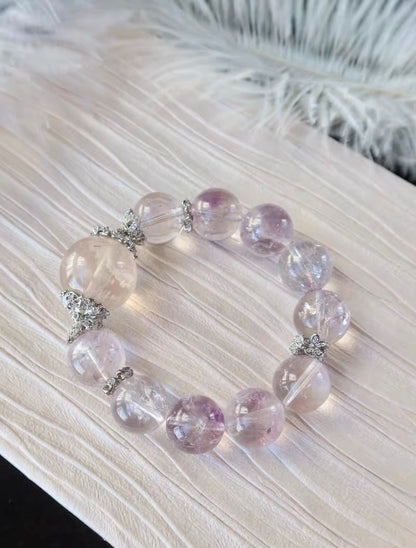 Natural Rainbow Purple Asai Amethyst Quartz Crystal beads bracelet 16mm