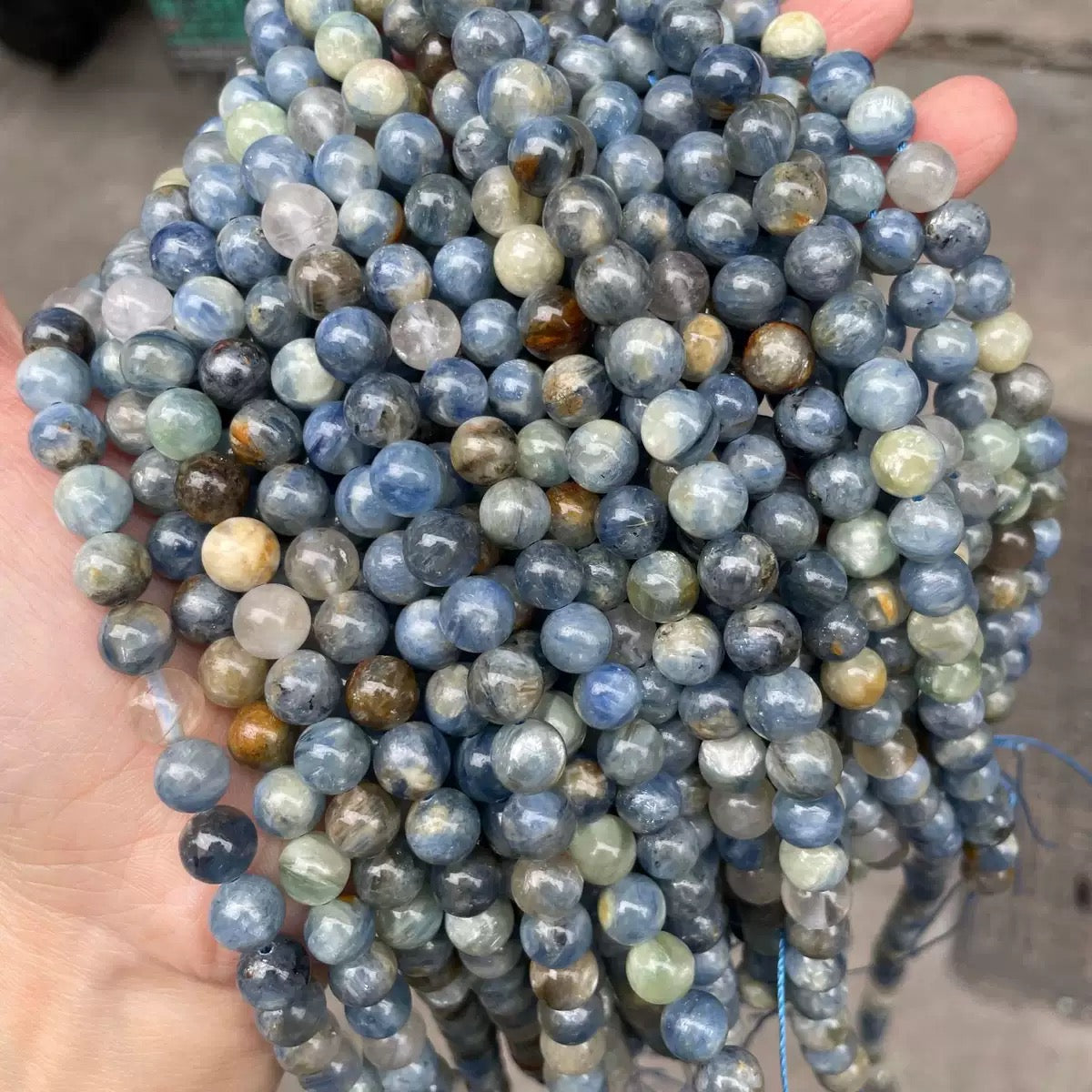 Natural blue Kyanite smooth round loose beads wholesale