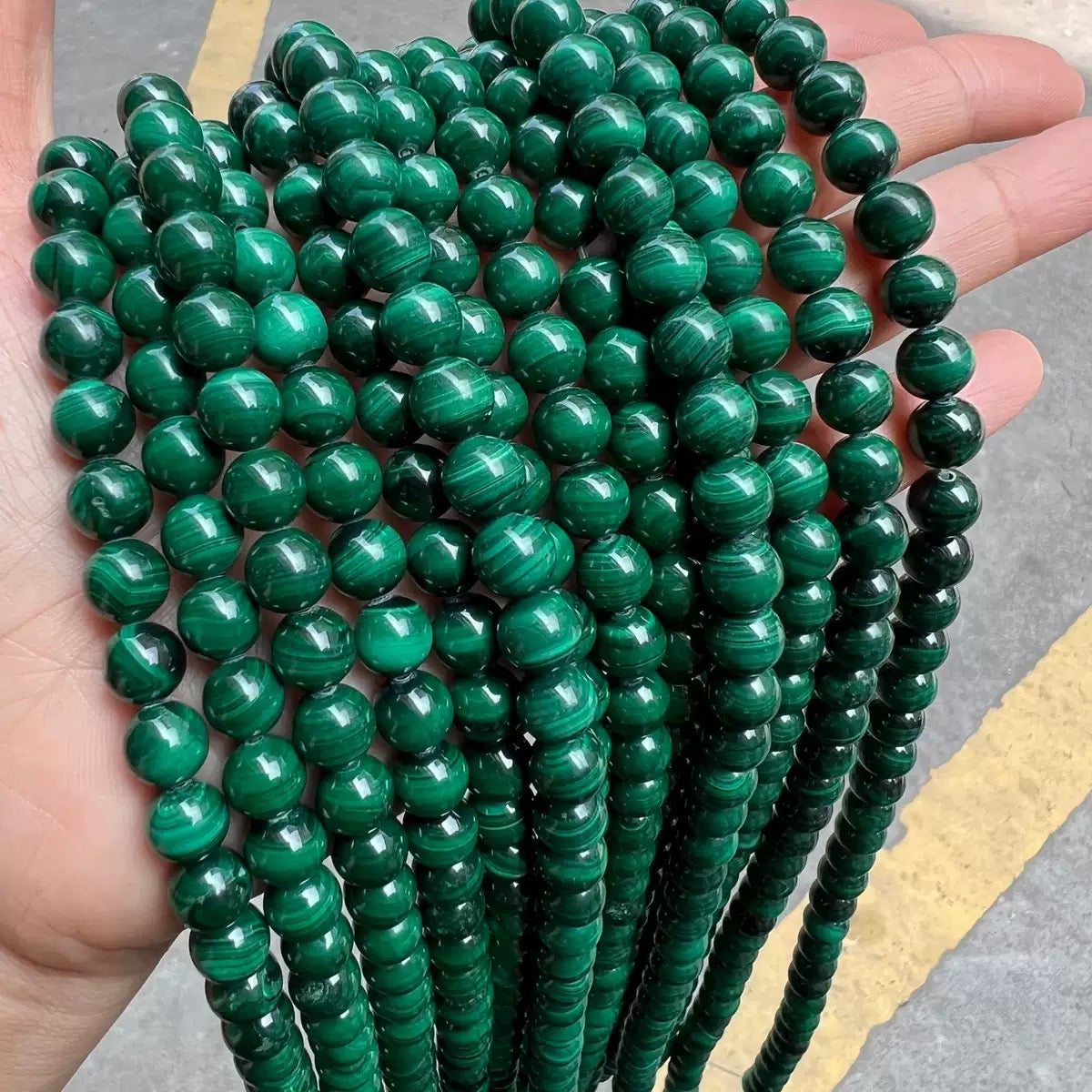 Genuine Natural Green malachite smooth round loose beads
