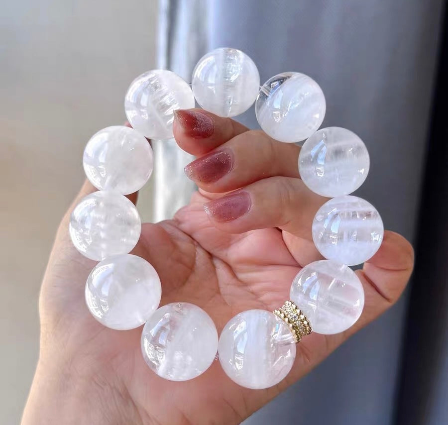 19mm Natural Rainbow Snow phantom quartz Crystal beads bracelet