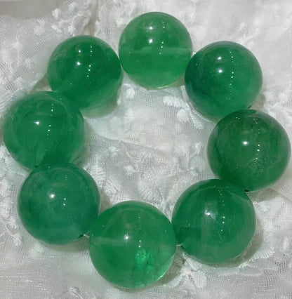 Natural Green fluorite beads bracelet 30mm