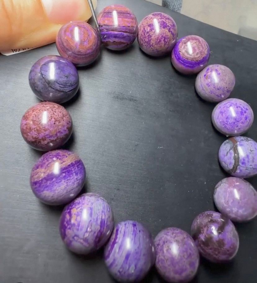 Natural Genuine purple Sugilite beads bracelet 13mm