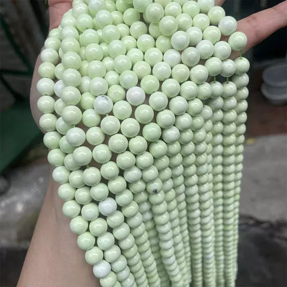 Natural Lemon Chrysoprase Smooth Round loose Beads