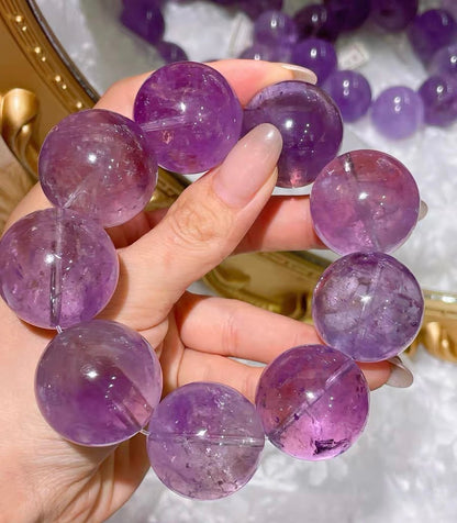 25MM Lavender Purple Amethyst Quartz Crystal bracelet