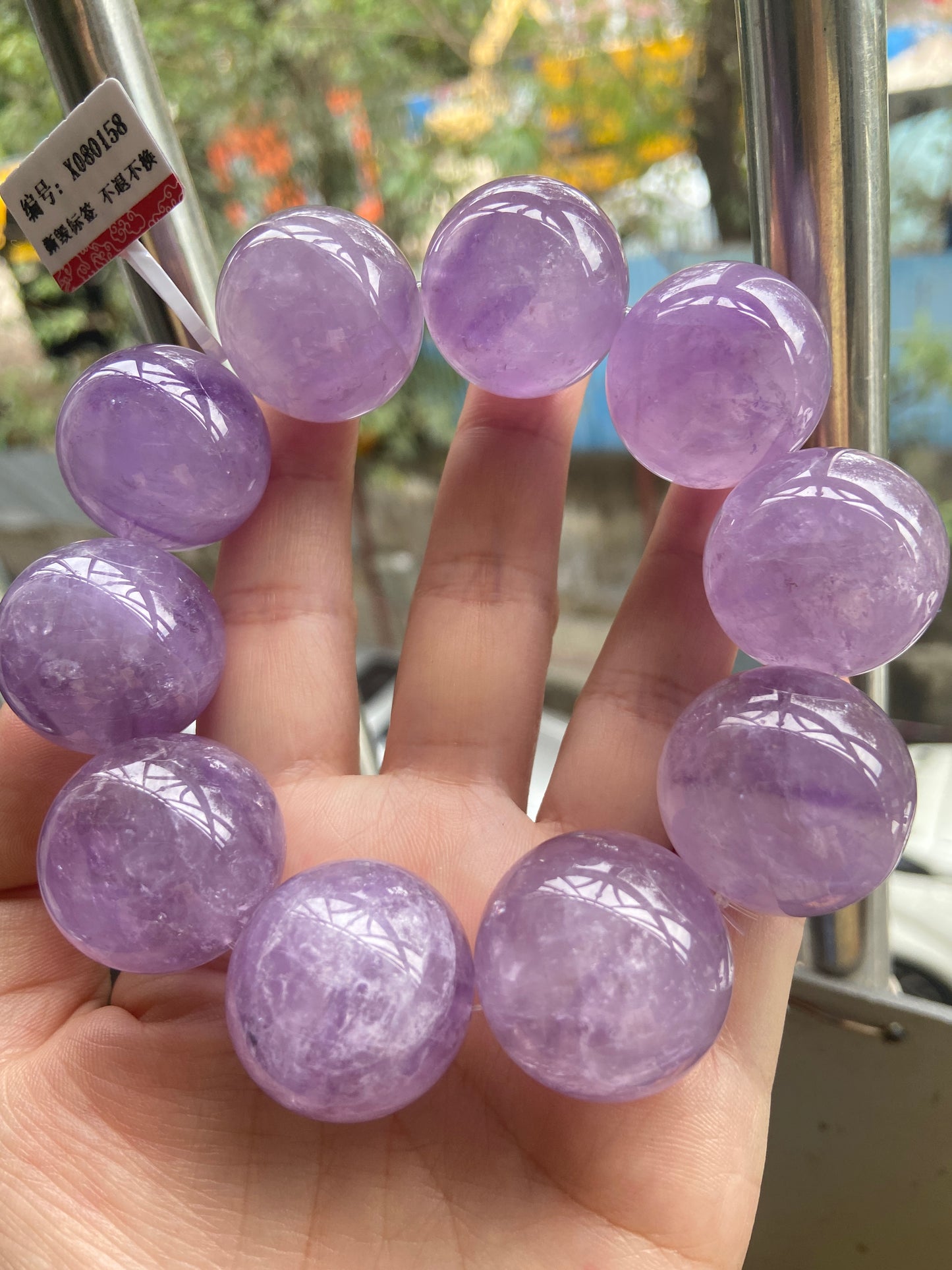 Natural lavender Amethyst Quartz Crystal beads bracelet,25mm