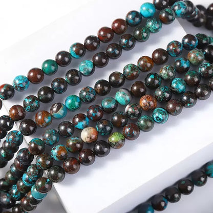 Real Genuine Natural Chrysocolla Azurite round loose beads wholesale