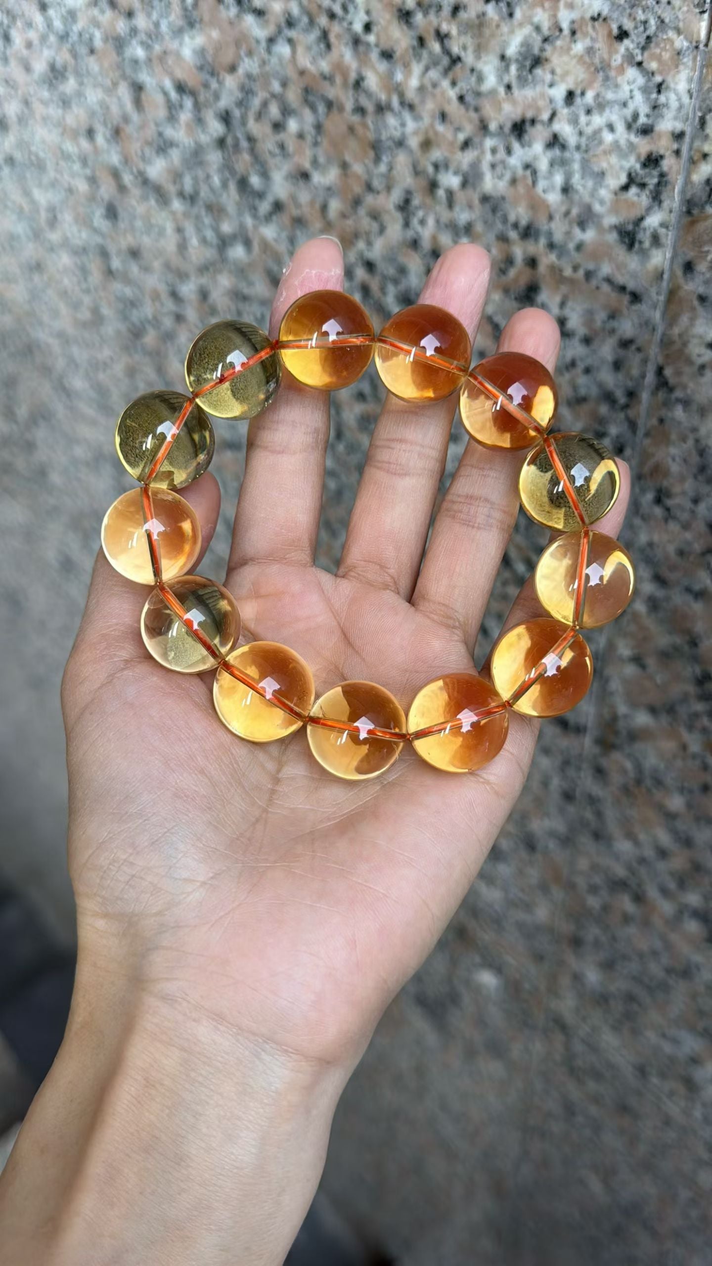 19mm Natural Citrine Quartz Crystal beads bracelet