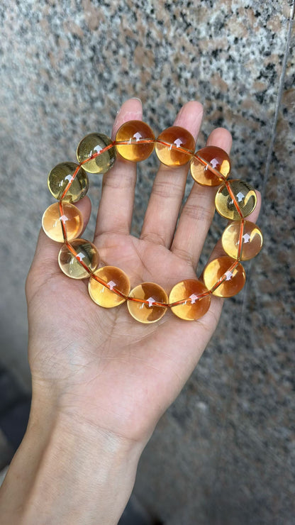 19mm Natural Citrine Quartz Crystal beads bracelet