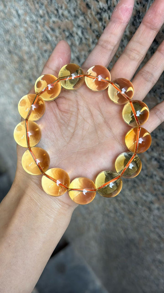 19mm Natural Citrine Quartz Crystal beads bracelet