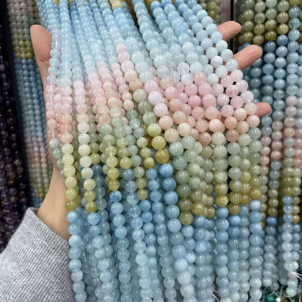 Natural Rainbow morganite loose round beads