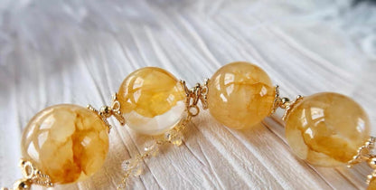 16mm Natural Yellow Hematoid Lepidocrocite Quartz Crystal beaded bracelet