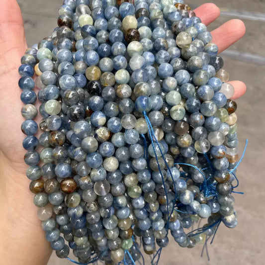 Natural blue Kyanite smooth round loose beads wholesale