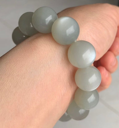 15MM Natural Silver White moonstone beaded bracelet