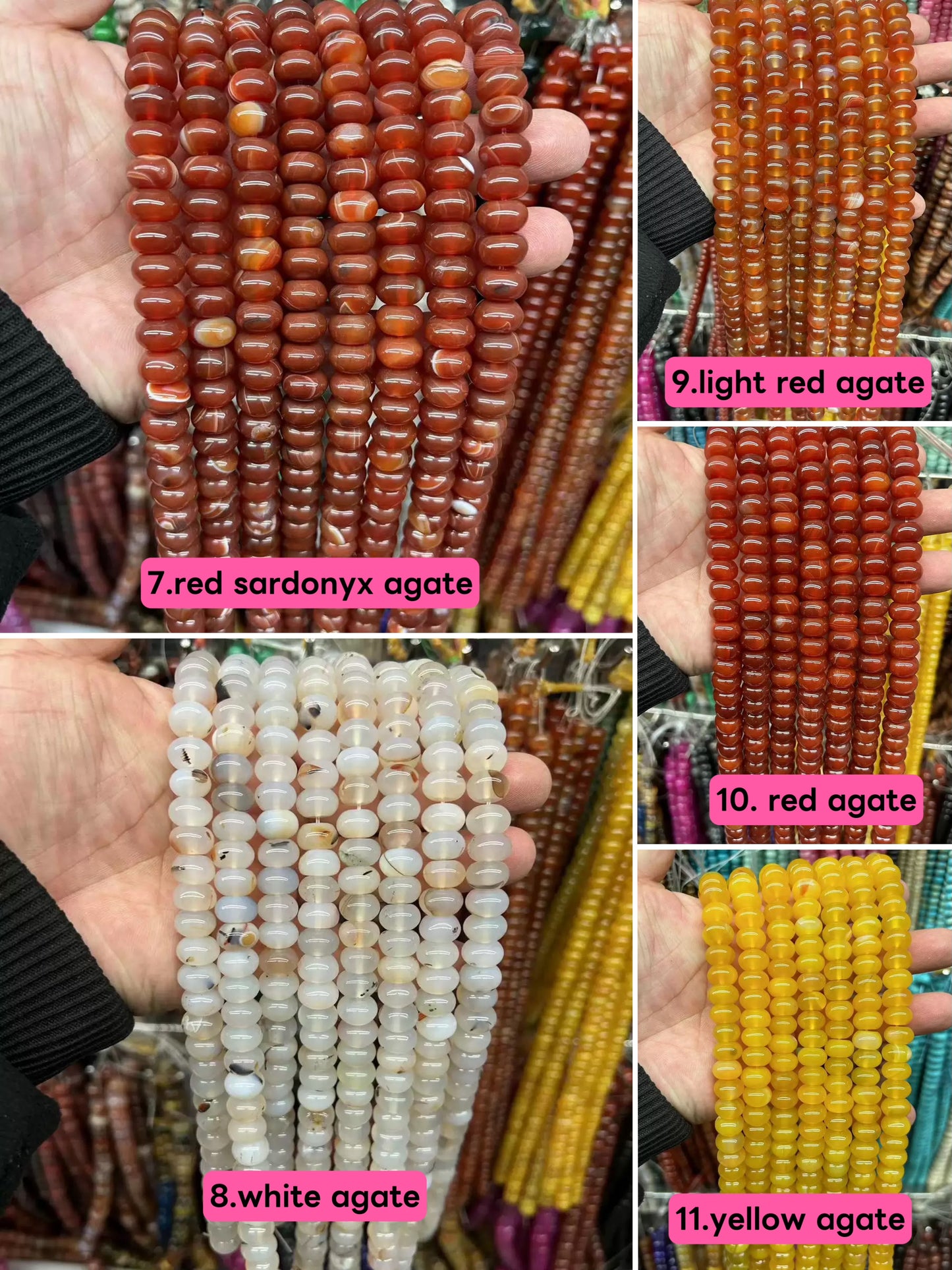 Chalcedony agate Rondelle spacers Abacus loose beads 8x12mm