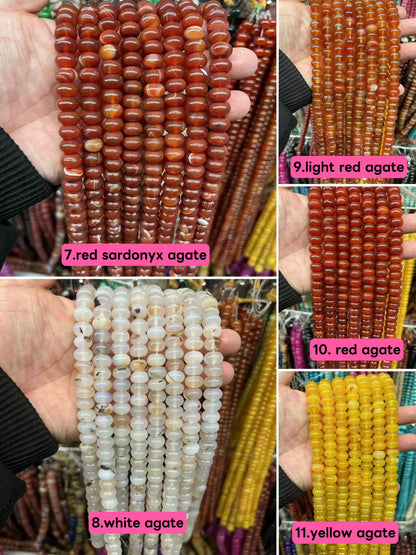 Chalcedony agate Rondelle spacers Abacus loose beads 8x12mm