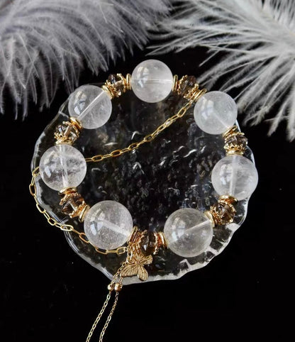 18mm Natural white asai Rock quartz Crystal beads bracelet