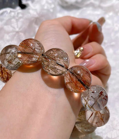 Black Golden Super Seven Rutilated Quartz beaded