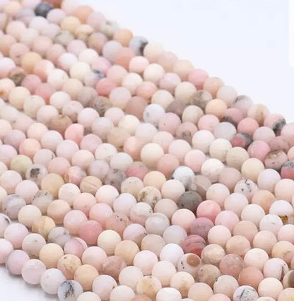 Natural pink opal frosted round loose beads