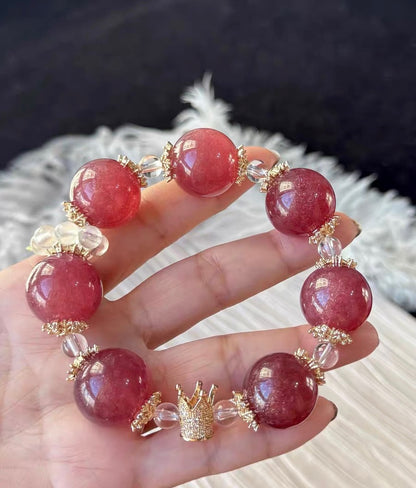 18mm Natural Red strawberry Quartz Crystal beads bracelet