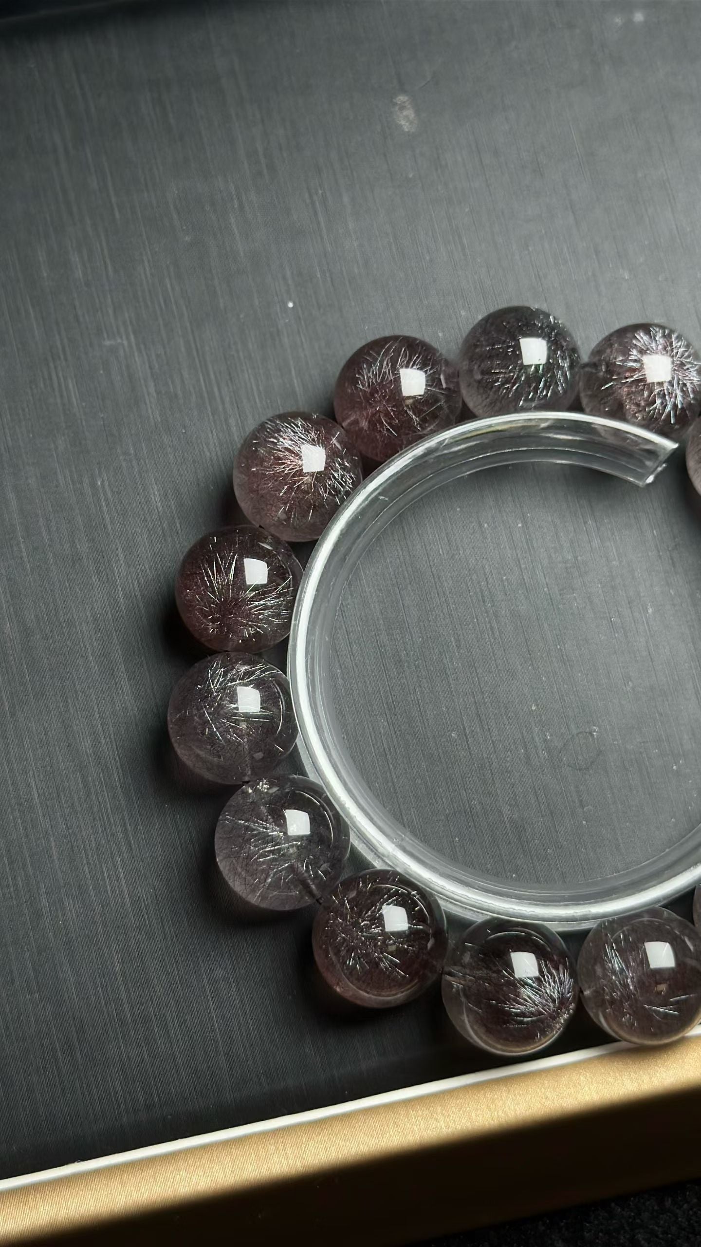 14mm Natural Black Super seven Rutilated Quartz Crystal beaded bracelet,super 7 crystal