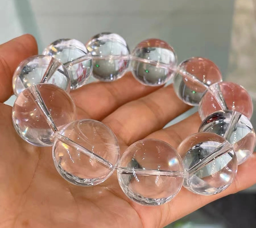 Natural white clear Rock quartz Crystal beads bracelet 20mm