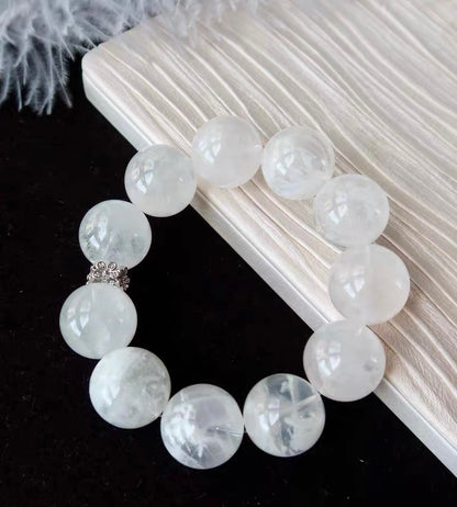 Natural Snow phantom quartz Crystal beads bracelet 19mm