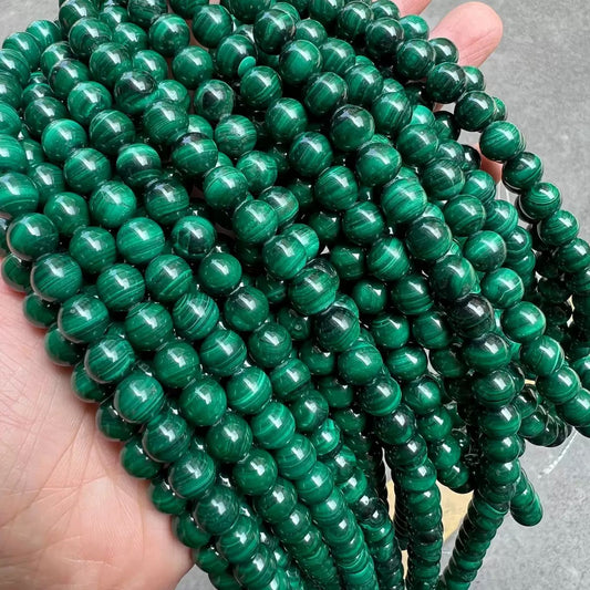 Genuine Natural Green malachite smooth round loose beads