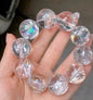 Rainbow White asai Rock quartz Crystal beaded bracelet 21nm