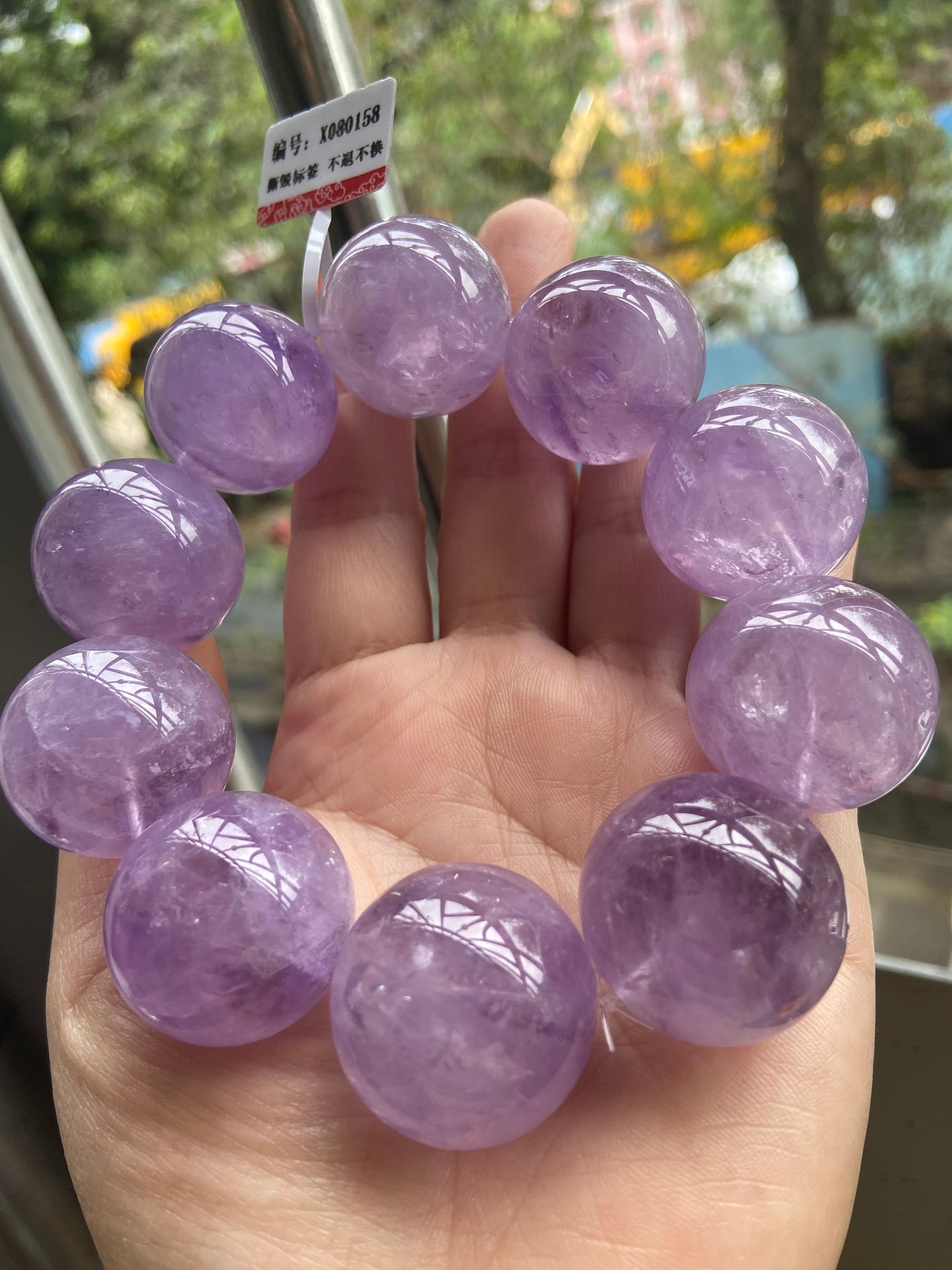 Natural lavender Amethyst Quartz Crystal beads bracelet,25mm